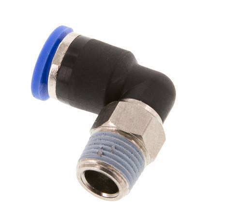 Racor de 6mm x R1/8'' 90deg con rosca macho Latón/PA 66 NBR de manguito corto giratorio [2 piezas]