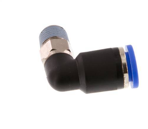 Codo de 90 grados 8mm x R1/8'' con rosca macho Latón/PA 66 NBR Manguito corto giratorio [2 piezas]