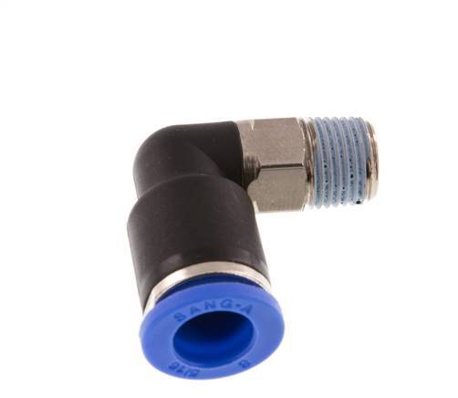 Codo de 90 grados 8mm x R1/8'' con rosca macho Latón/PA 66 NBR Manguito corto giratorio [2 piezas]