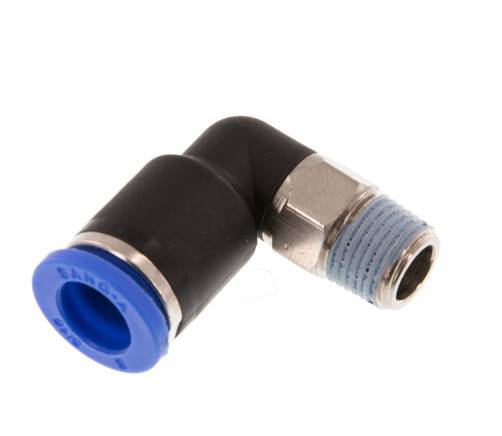 Codo de 90 grados 8mm x R1/8'' con rosca macho Latón/PA 66 NBR Manguito corto giratorio [2 piezas]