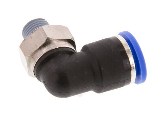 Codo de 90 grados 10mm x R1/8'' con rosca macho latón/PA 66 NBR manguito corto giratorio [2 piezas]