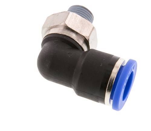 Codo de 90 grados 10mm x R1/8'' con rosca macho latón/PA 66 NBR manguito corto giratorio [2 piezas]