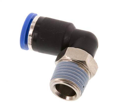 Codo de 90 grados de 8mm x R1/4'' con rosca macho latón/PA 66 NBR giratorio [2 piezas]