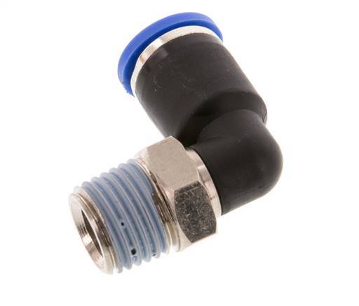 Codo de 90 grados de 8mm x R1/4'' con rosca macho latón/PA 66 NBR giratorio [2 piezas]