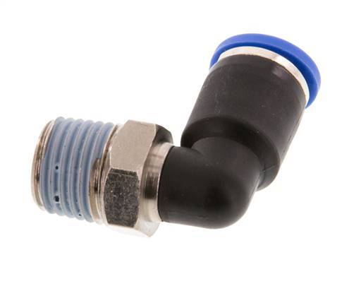 Codo de 90 grados de 8mm x R1/4'' con rosca macho latón/PA 66 NBR giratorio [2 piezas]
