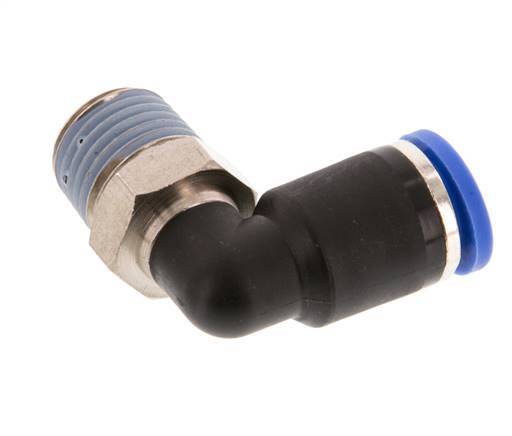 Codo de 90 grados de 8mm x R1/4'' con rosca macho latón/PA 66 NBR giratorio [2 piezas]
