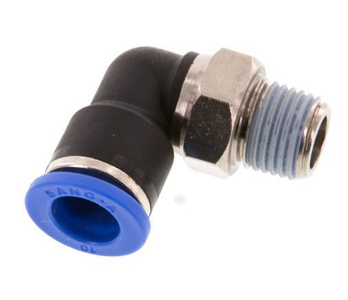 Codo de 90 grados de 10mm x R1/4'' con rosca macho latón/PA 66 NBR giratorio [2 piezas]