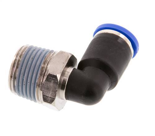 Codo de 90 grados 8mm x R3/8'' con rosca macho Latón/PA 66 NBR Manguito corto giratorio [2 piezas]