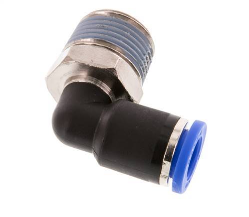 Codo de 90 grados 8mm x R3/8'' con rosca macho Latón/PA 66 NBR Manguito corto giratorio [2 piezas]