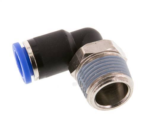 Codo de 90 grados 8mm x R3/8'' con rosca macho Latón/PA 66 NBR Manguito corto giratorio [2 piezas]