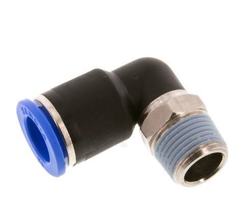 Codo de 90 grados 12mm x R3/8'' con rosca macho latón/PA 66 NBR manguito corto giratorio [2 piezas]