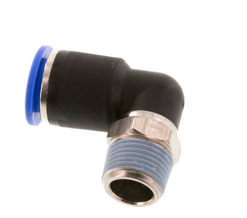 Codo de 90 grados 12mm x R3/8'' con rosca macho latón/PA 66 NBR manguito corto giratorio [2 piezas]