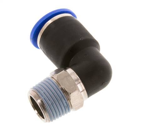Codo de 90 grados 12mm x R3/8'' con rosca macho latón/PA 66 NBR manguito corto giratorio [2 piezas]