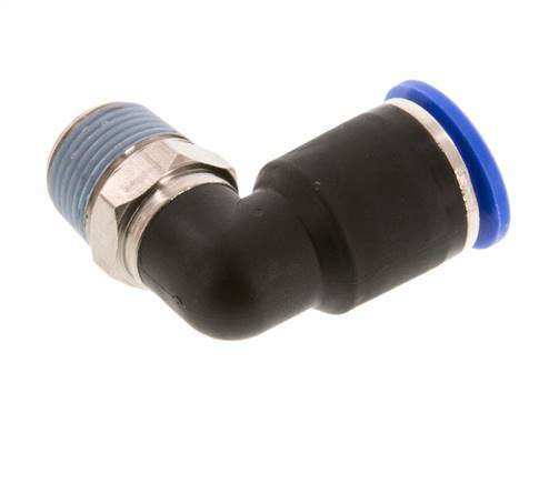 Codo de 90 grados 12mm x R3/8'' con rosca macho latón/PA 66 NBR manguito corto giratorio [2 piezas]