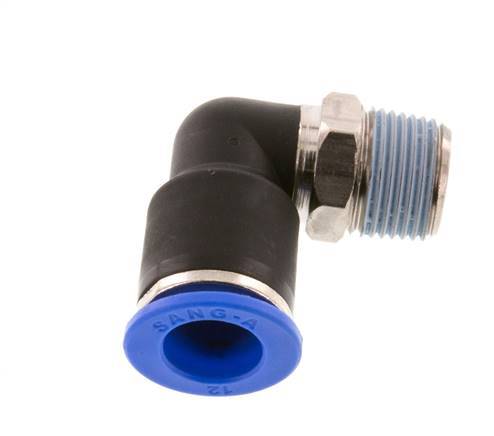 Codo de 90 grados 12mm x R3/8'' con rosca macho latón/PA 66 NBR manguito corto giratorio [2 piezas]