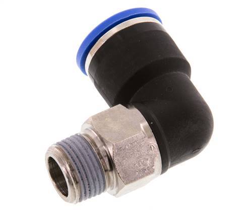 Racor rápido de 90 grados 14mm x R3/8'' con rosca macho Latón/PA 66 NBR de manguito corto giratorio