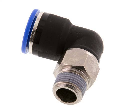Racor rápido de 90 grados 14mm x R3/8'' con rosca macho Latón/PA 66 NBR de manguito corto giratorio