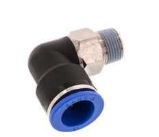 Racor a presión de 16mm x R3/8'' de 90 grados con rosca macho Latón/PA 66 NBR de manguito corto giratorio