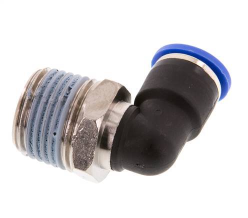 Codo de 90 grados de 10mm x R1/2'' con rosca macho latón/PA 66 NBR giratorio [2 piezas]