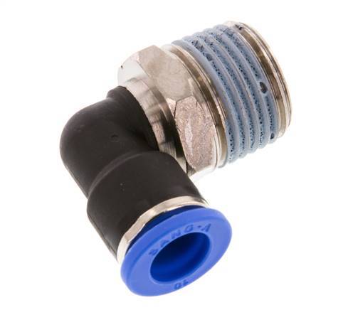 Codo de 90 grados de 10mm x R1/2'' con rosca macho latón/PA 66 NBR giratorio [2 piezas]