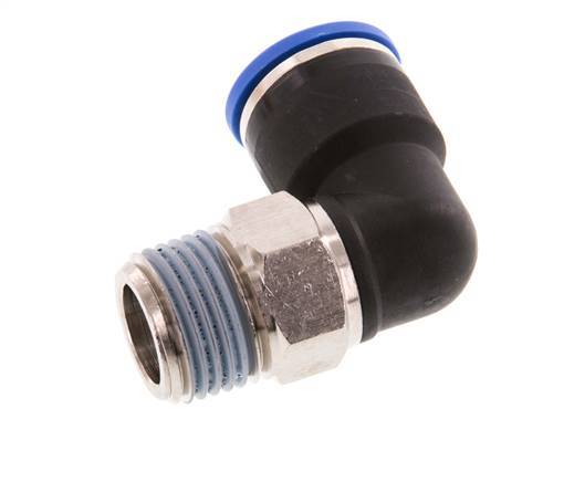 Codo de 90 grados de 14mm x R1/2'' con rosca macho Latón/PA 66 NBR de manguito corto giratorio