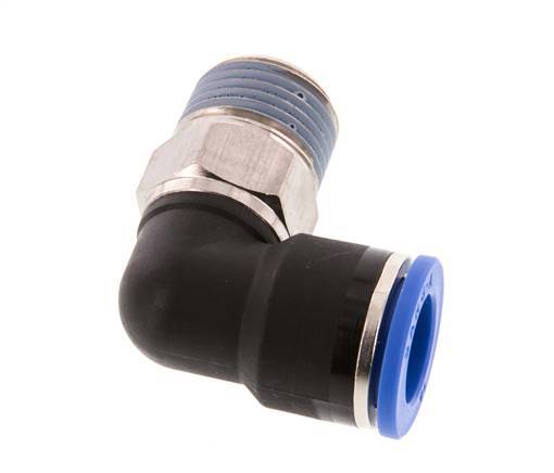 Codo de 90 grados de 14mm x R1/2'' con rosca macho Latón/PA 66 NBR de manguito corto giratorio