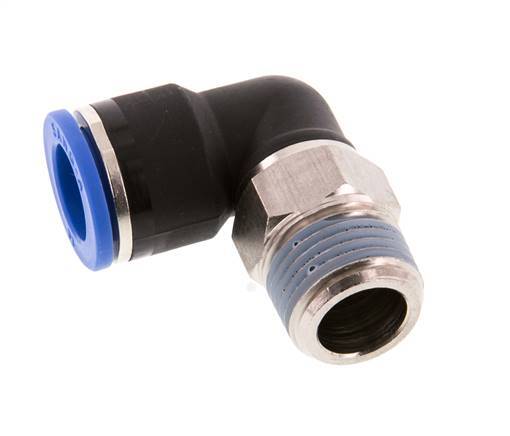Codo de 90 grados de 14mm x R1/2'' con rosca macho Latón/PA 66 NBR de manguito corto giratorio