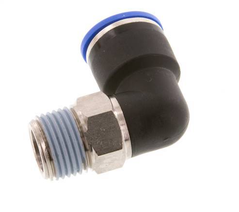 Racor a presión de 16mm x R1/2'' de 90 grados con rosca macho Latón/PA 66 NBR de manguito corto giratorio