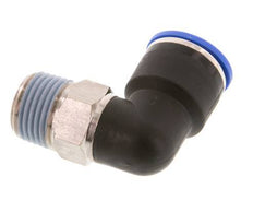 Racor a presión de 16mm x R1/2'' de 90 grados con rosca macho Latón/PA 66 NBR de manguito corto giratorio