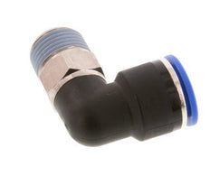 Racor a presión de 16mm x R1/2'' de 90 grados con rosca macho Latón/PA 66 NBR de manguito corto giratorio