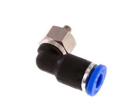 Codo de 4mm x M 3 90deg con rosca macho Latón/PA 66 NBR Manguito corto giratorio [2 piezas]