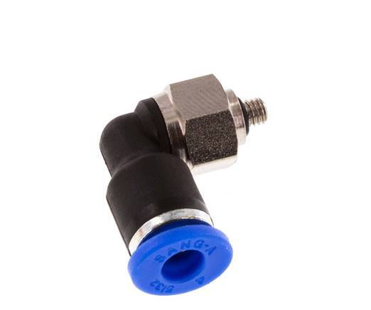 Codo de 4mm x M 3 90deg con rosca macho Latón/PA 66 NBR Manguito corto giratorio [2 piezas]