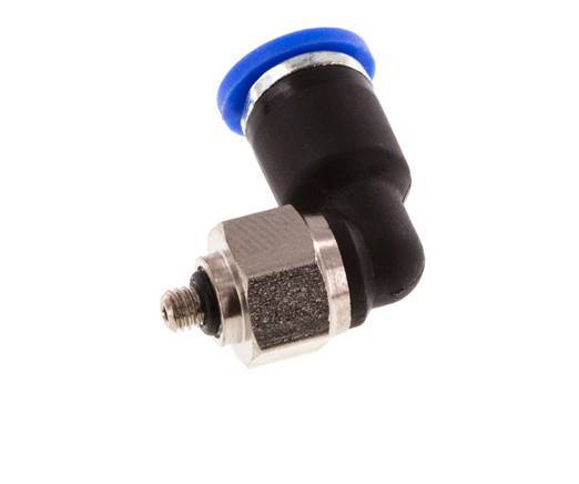 Codo de 4mm x M 3 90deg con rosca macho Latón/PA 66 NBR Manguito corto giratorio [2 piezas]