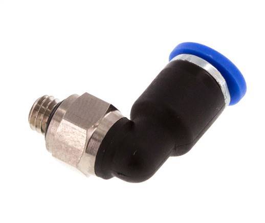 Codo de 3mm x M 5 90deg con rosca macho Latón/PA 66 NBR Manguito corto giratorio [5 piezas]