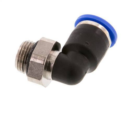 Racor de 6mm x G1/8'' de 90 grados con rosca macho Latón/PA 66 NBR de manguito corto giratorio [2 piezas]