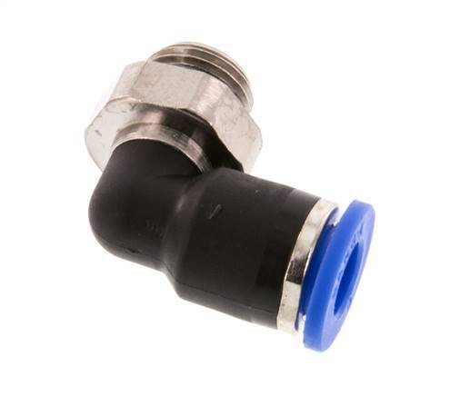 Racor de 6mm x G1/8'' de 90 grados con rosca macho Latón/PA 66 NBR de manguito corto giratorio [2 piezas]