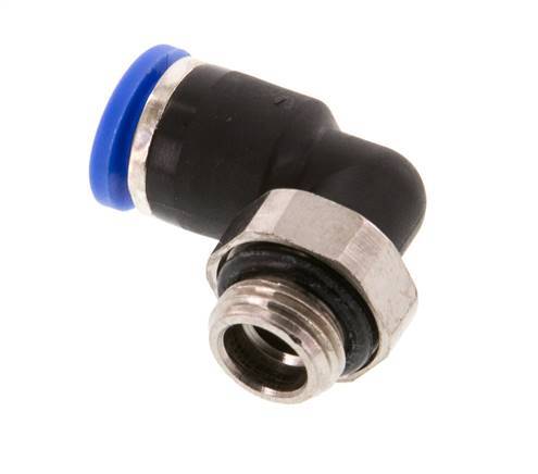 Racor de 6mm x G1/8'' de 90 grados con rosca macho Latón/PA 66 NBR de manguito corto giratorio [2 piezas]