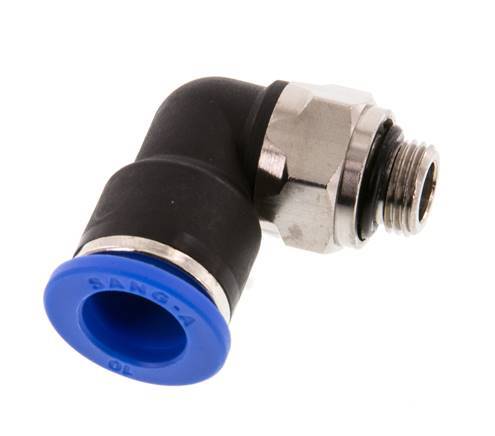 Codo de 90 grados 10mm x G1/8'' con rosca macho Latón/PA 66 NBR Manguito corto giratorio [2 piezas]