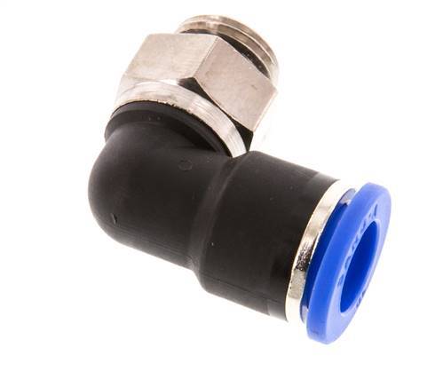 Codo de 90 grados 10mm x G1/4'' con rosca macho Latón/PA 66 NBR Manguito corto giratorio [2 piezas]