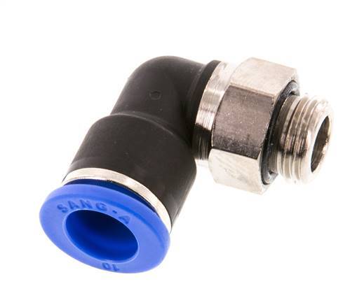 Codo de 90 grados 10mm x G1/4'' con rosca macho Latón/PA 66 NBR Manguito corto giratorio [2 piezas]