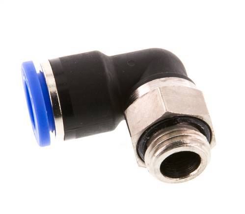 Codo de 90 grados 10mm x G1/4'' con rosca macho Latón/PA 66 NBR Manguito corto giratorio [2 piezas]