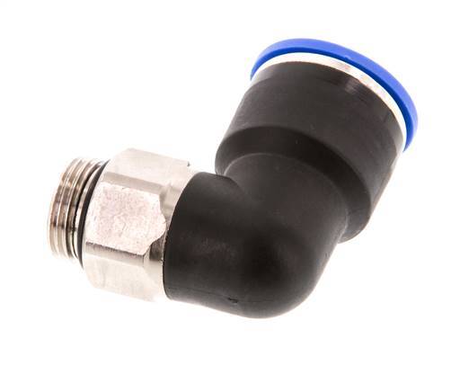 Racor de 16mm x G3/8'' 90deg con rosca macho Latón/PA 66 NBR Manguito corto giratorio