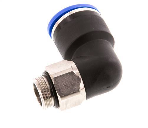 Racor de 16mm x G3/8'' 90deg con rosca macho Latón/PA 66 NBR Manguito corto giratorio