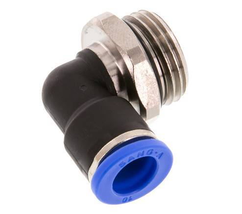 Codo de 90 grados 10mm x G1/2'' con rosca macho Latón/PA 66 NBR Manguito corto giratorio [2 piezas]