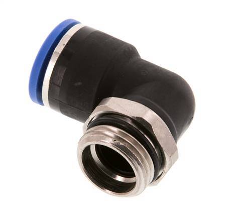 Racor rápido de 90 grados 14mm x G1/2'' con rosca macho Latón/PA 66 NBR de manguito corto giratorio