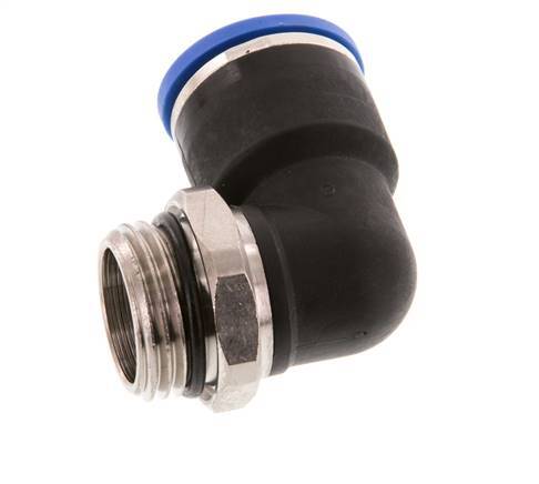Racor rápido de 90 grados 14mm x G1/2'' con rosca macho Latón/PA 66 NBR de manguito corto giratorio