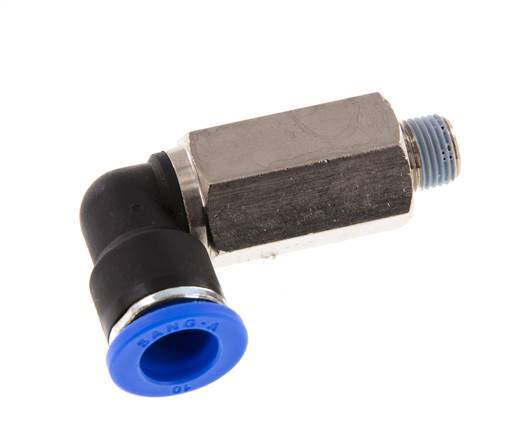 Codo de 90 grados 10mm x R1/8'' con rosca macho Latón/PA 66 NBR Manguito largo giratorio [2 piezas]