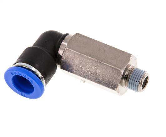 Codo de 90 grados 10mm x R1/8'' con rosca macho Latón/PA 66 NBR Manguito largo giratorio [2 piezas]