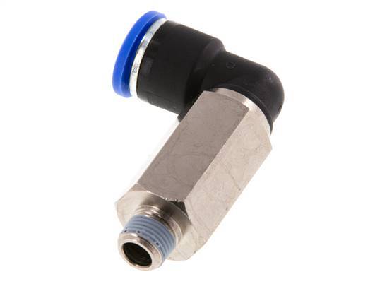 Codo de 90 grados 10mm x R1/8'' con rosca macho Latón/PA 66 NBR Manguito largo giratorio [2 piezas]