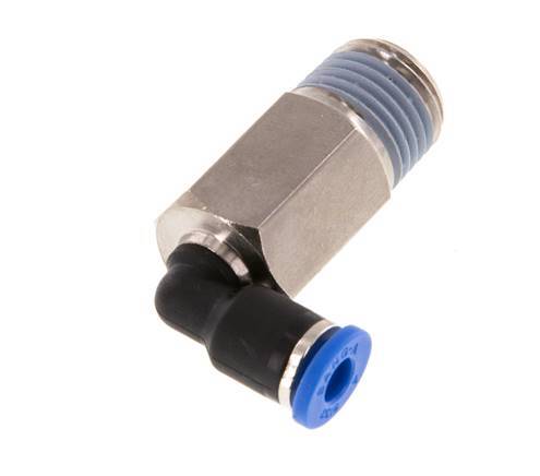 Codo de 90 grados de 4mm x R1/4'' con rosca macho latón/PA 66 NBR de manguito largo giratorio [2 piezas]